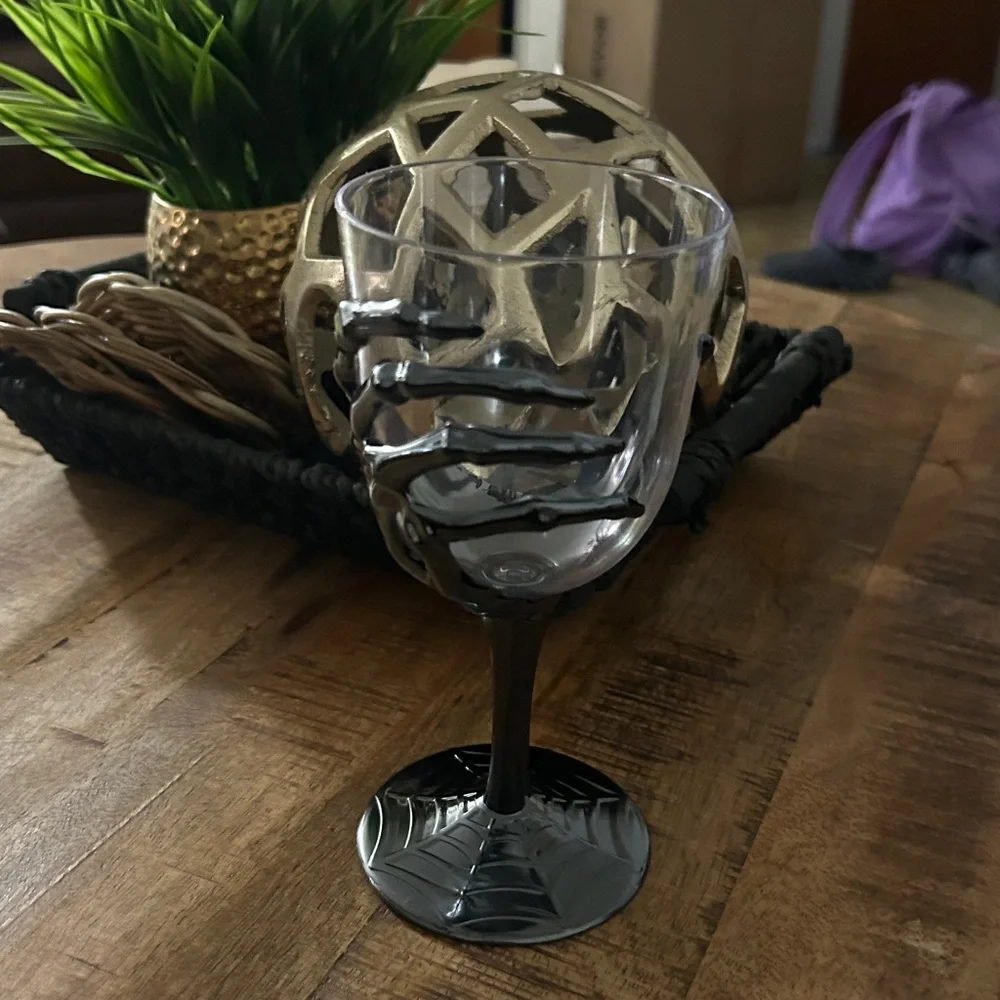 Skeleton Hand Plastic Wine Glass